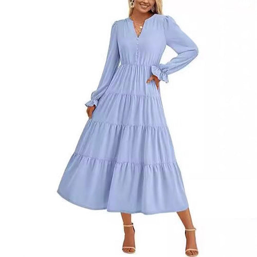 Long sleeve maxi dress for women with ruffles Amarae