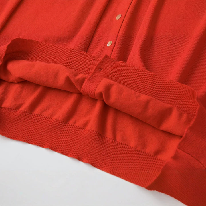 Women's Light Three-Quarter Sleeve Button Cardigan with Round Neck and Extended Ribbed Cuff Amarae