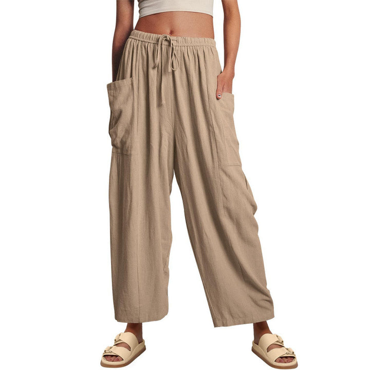 Casual harem pants for women with practical side pockets and loose fit Lune London