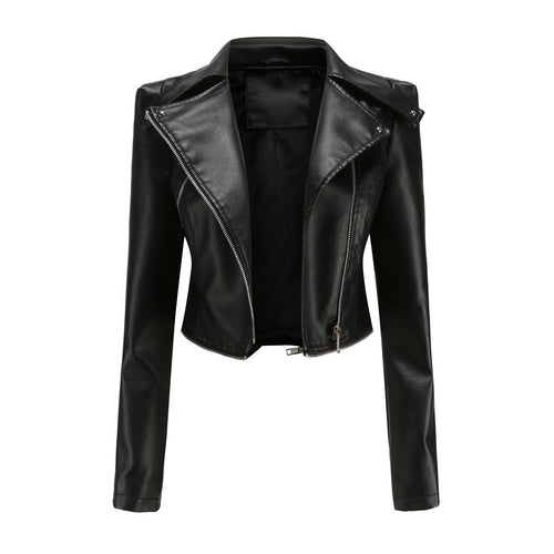 Stylish women's biker jacket with asymmetrical zipper and integrated pockets Amarae