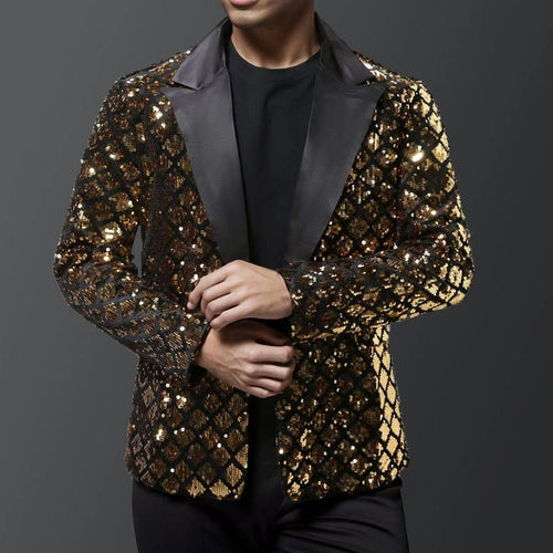 Shiny tuxedo blazer for men with luxurious sequin patterns Amarae