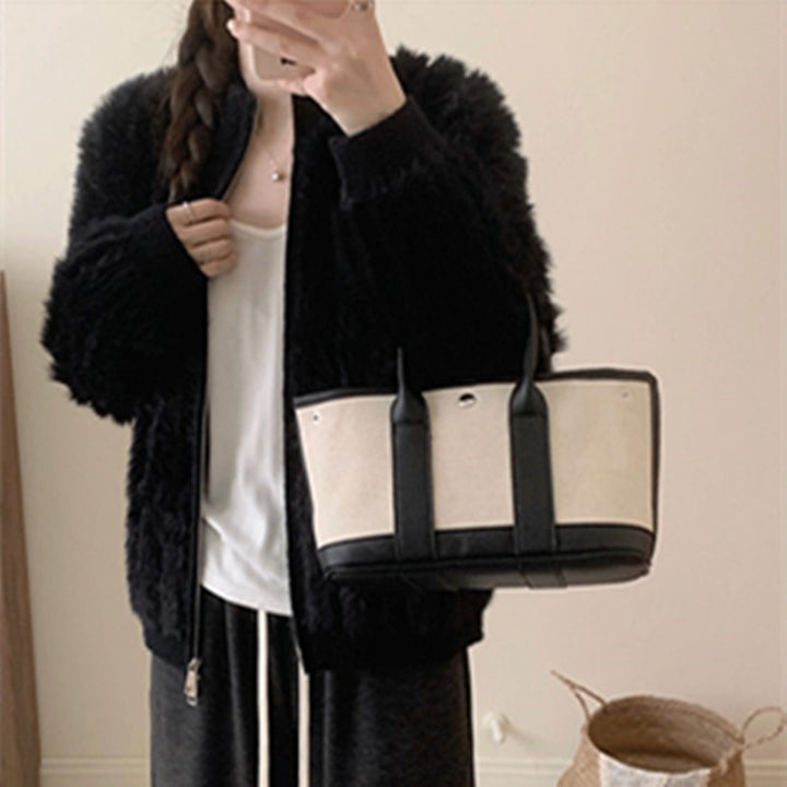 Veste bomber en peluche pour femme avec col montant et fermeture éclair Chic & Stil