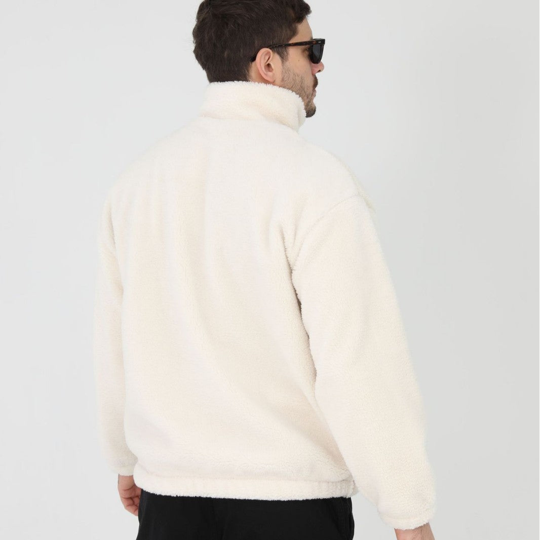 Men's Fleece Jacket with Stand-Up Collar and Practical Pockets Chic Und Stil