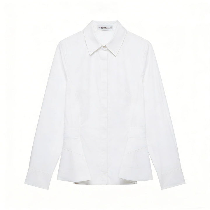 Women's Tailored Blouse Jacket with Peplum and Concealed Button Placket Amarae