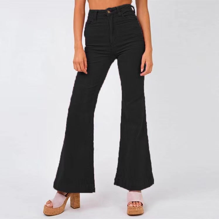 Wide high-waisted flared jeans for ladies Lune London