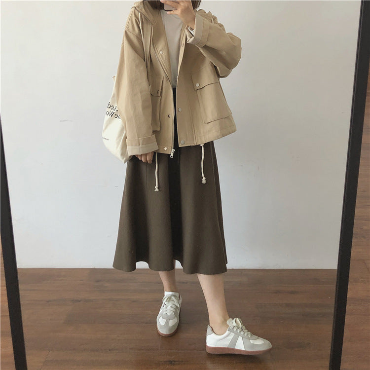 Jupe maxi femme en matériau doux avec cordon pratique