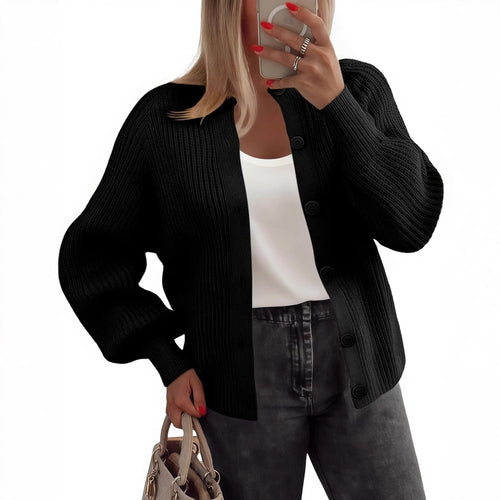 Ladies Large Knit Buttons Cardigan Amarae