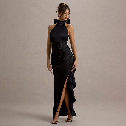 Ladies Elegant Satin Split Dress Amarae