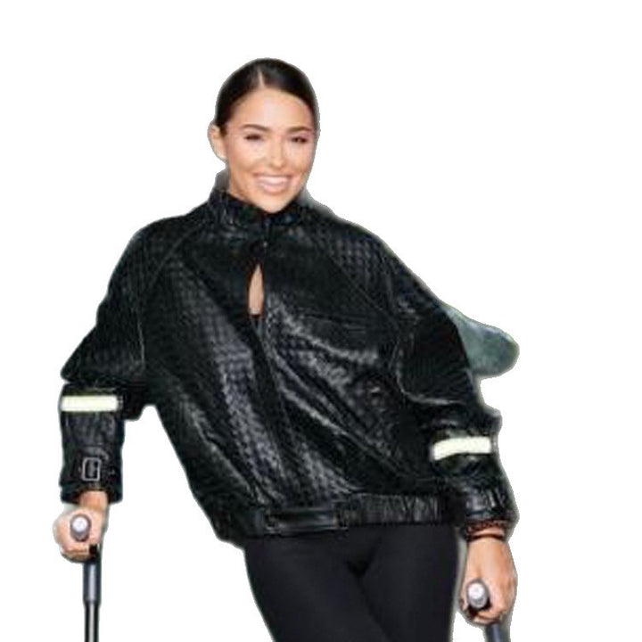 Women's Boxy Outdoor Bomber Jacket with High Collar and Reflective Cuffs Amarae