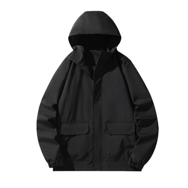 Men's Minimalist Hooded Field Jacket with Concealed Zipper and Large Flap Pockets Amarae