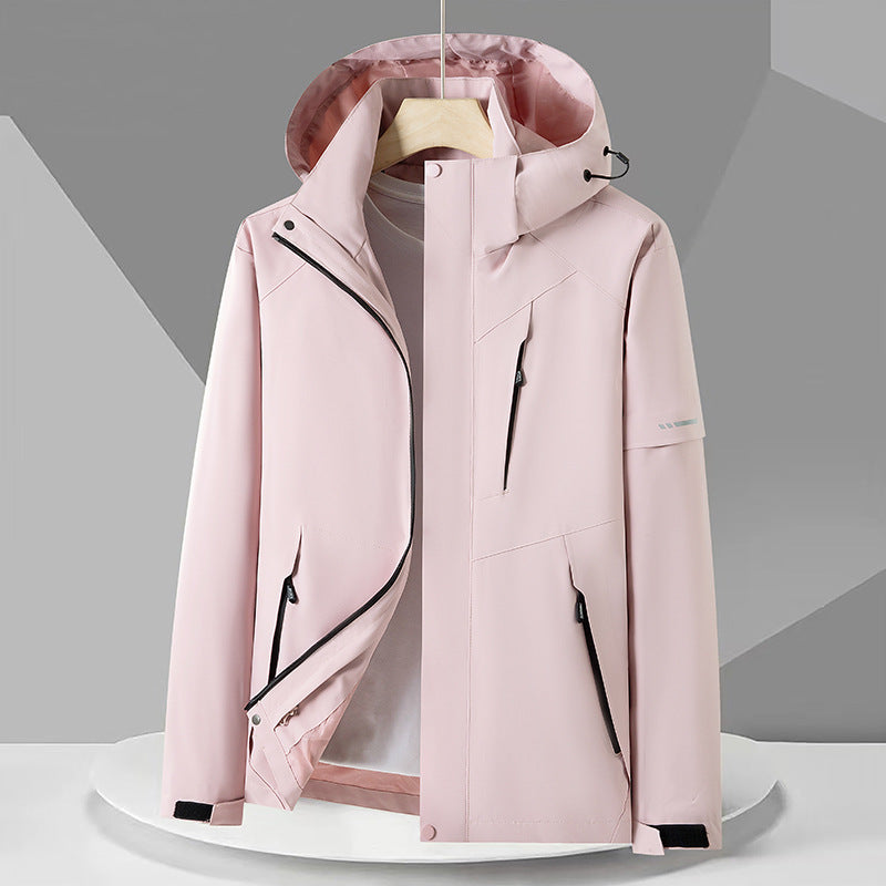 Men's technical softshell jacket with hood, windproof membrane, and chest zipper pocket Amarae
