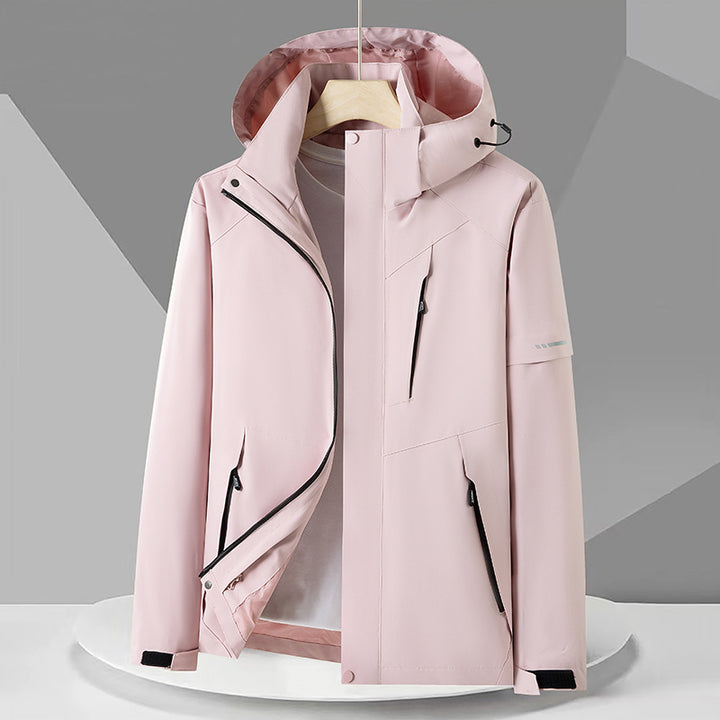 Men's technical softshell jacket with hood, windproof membrane, and chest zipper pocket Amarae