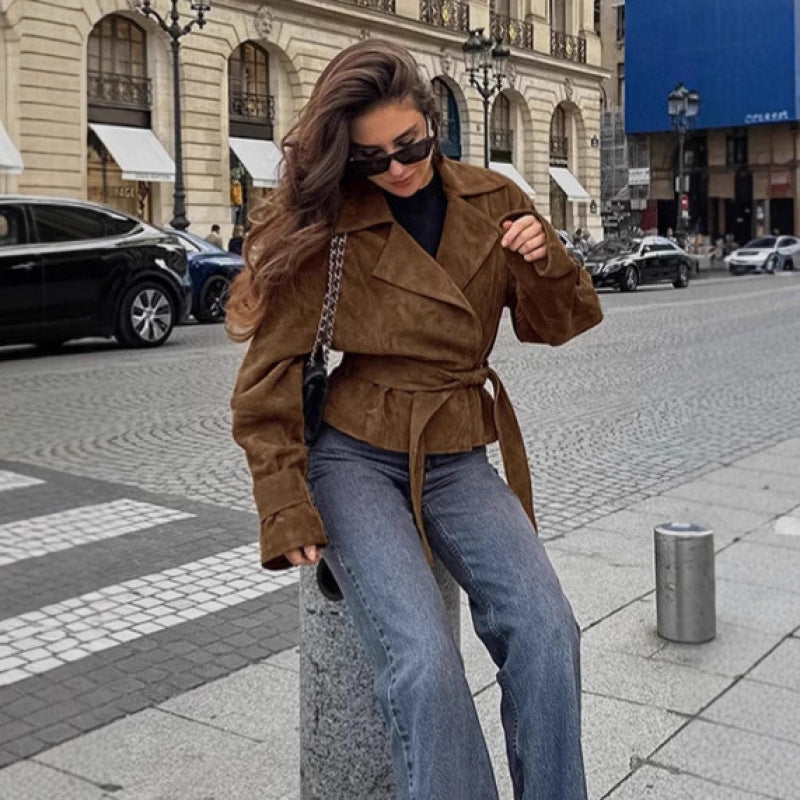 Faux suede jacket for ladies with tailored design Lune London