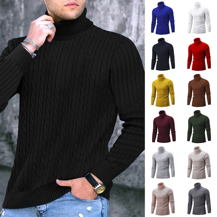 Elegant turtleneck sweater for men with an exquisite twist pattern structure Lune London