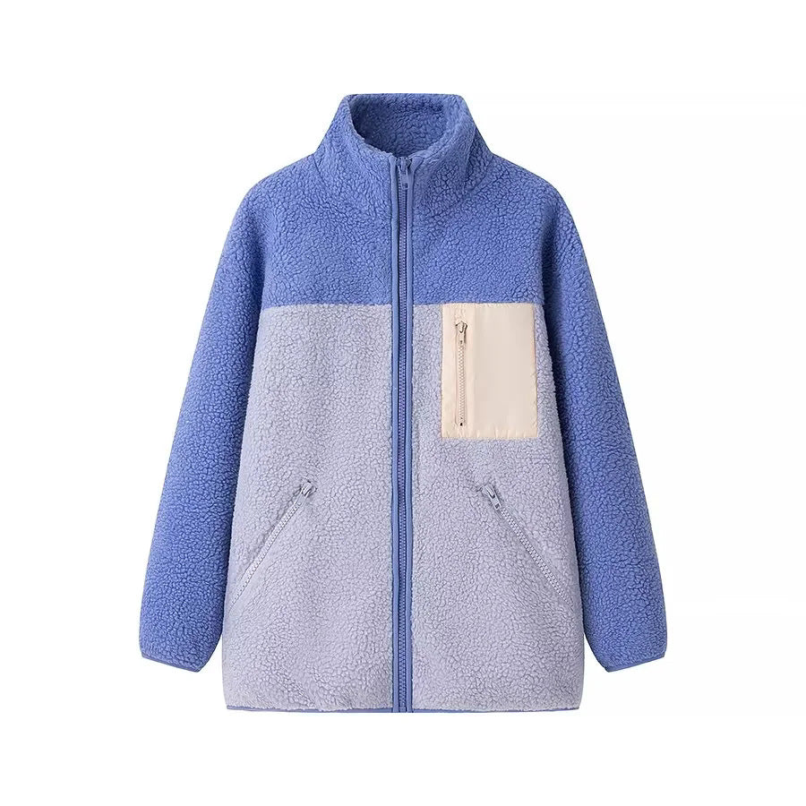 Oversized fleece jacket for women with high collar and practical pockets Lune London
