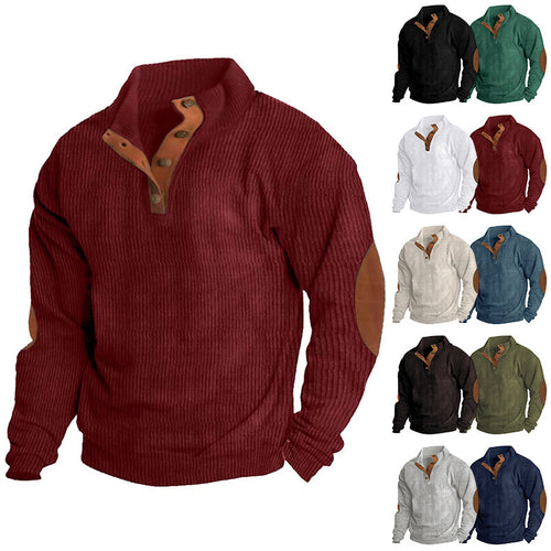 Men's High Quality Crêpe Sweater with Leather Applications Amarae