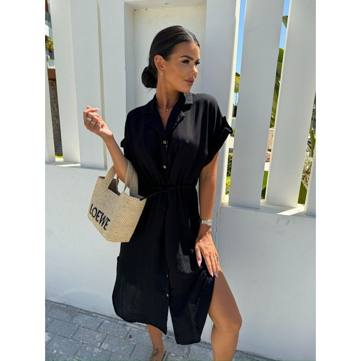 Casual button dress for women with adjustable waist Lune London