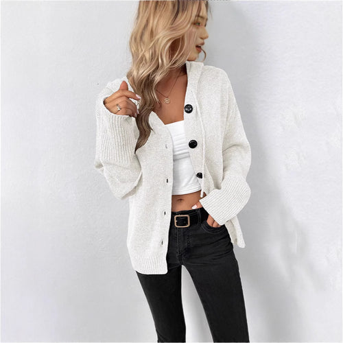 Women Fashion Cardigan with Hood and Practical Button Details Amarae