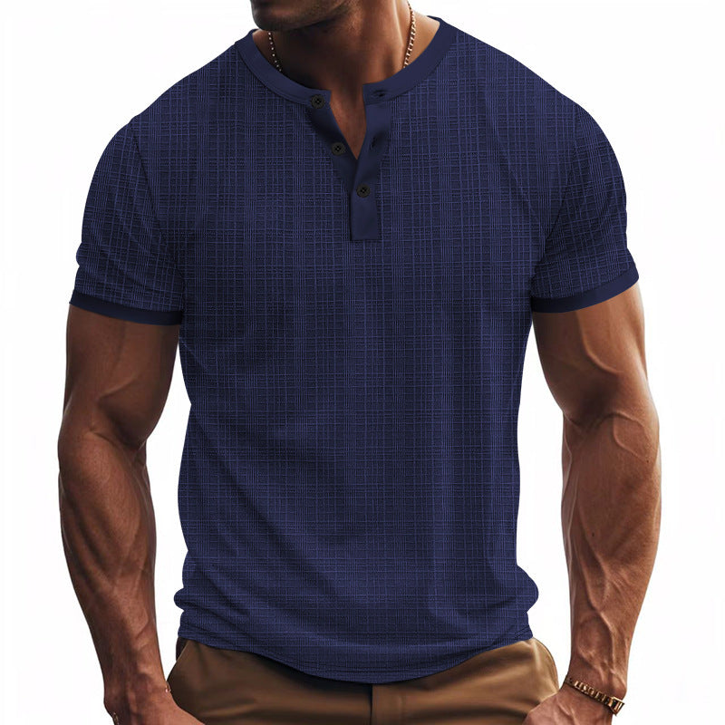 Men's Short Sleeve Henley T-Shirt with Modern Structured Design Lune London