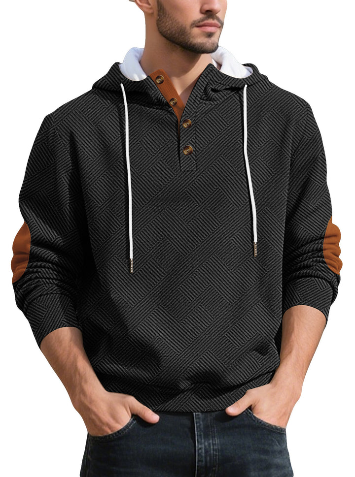 Trendy hooded sweater for men in textured material with chic and stylish accents