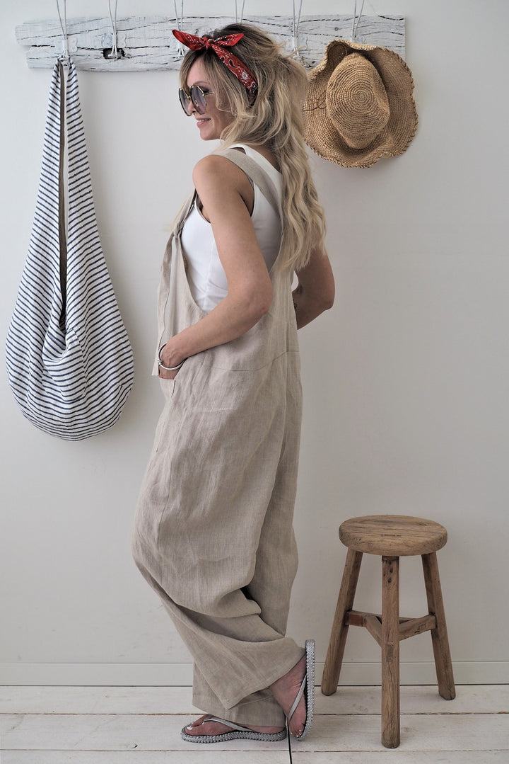 Ladies Casual Jumpsuit with practical pockets and wide straps Lune London