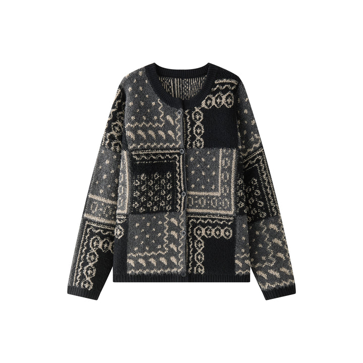 Women's jacquard cardigan in boxy cut with button placket Amarae