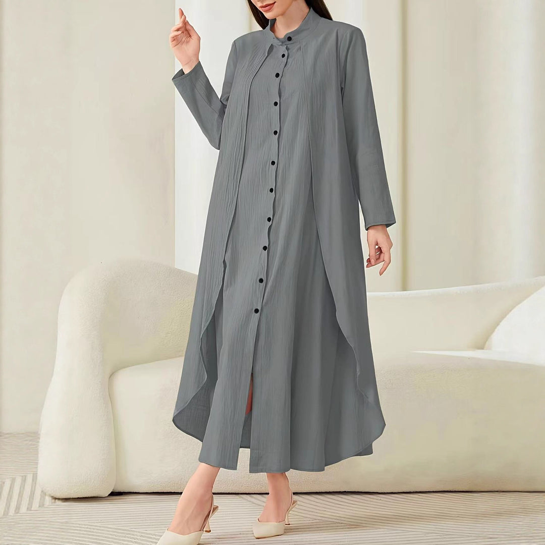 Midi dress for women with a fluid cut and button placket Lune London