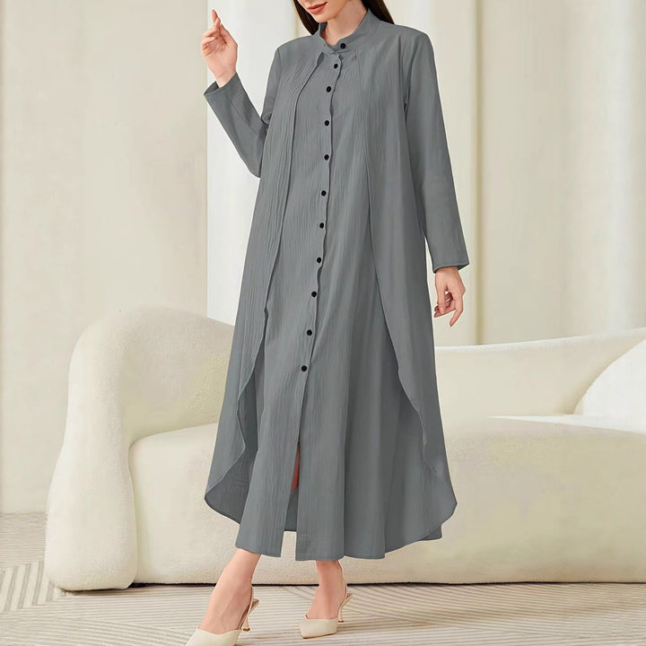 Midi dress for women with a fluid cut and button placket Lune London