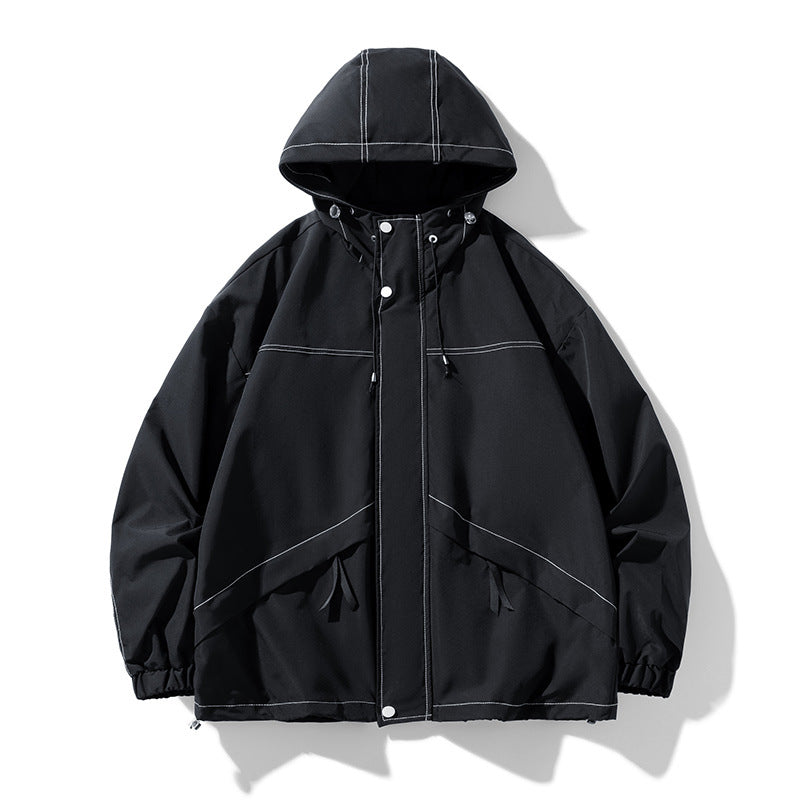 Men's Oversize Softshell Jacket with Hood, water-repellent surface & contrasting seam details Amarae