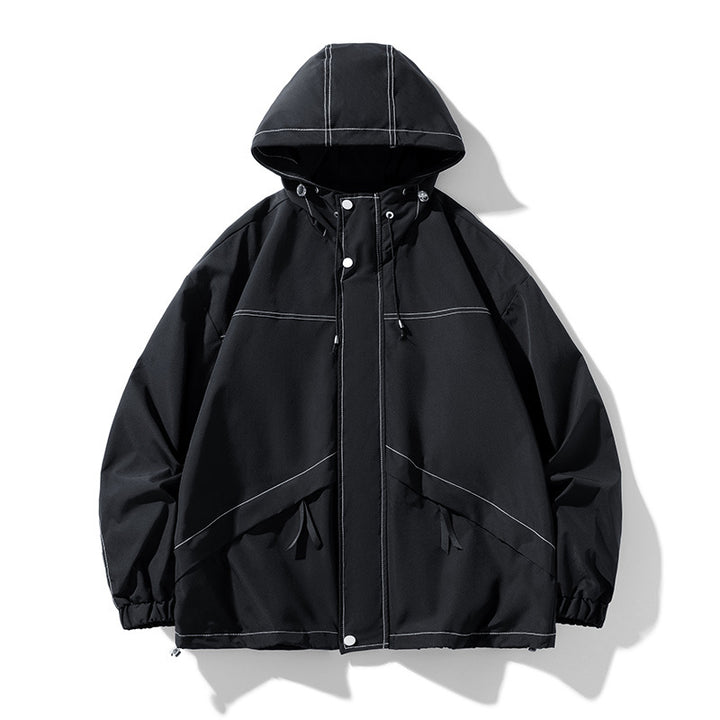 Men's Oversize Softshell Jacket with Hood, water-repellent surface & contrasting seam details Amarae