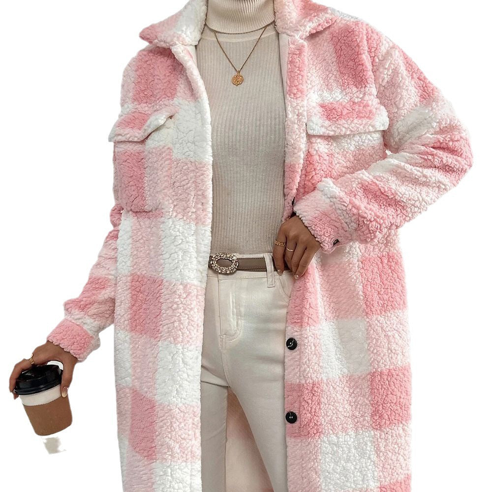 Ladies Cozy Checked Coat Lune London