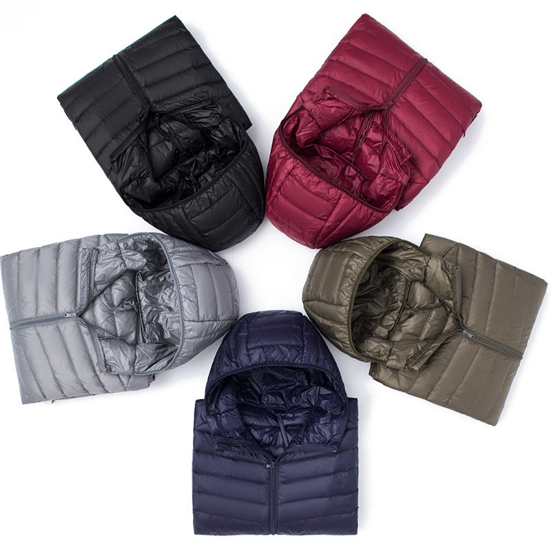 Men's Ultralight Quilted Hooded Jacket with Windproof Microfiber Filling Amarae
