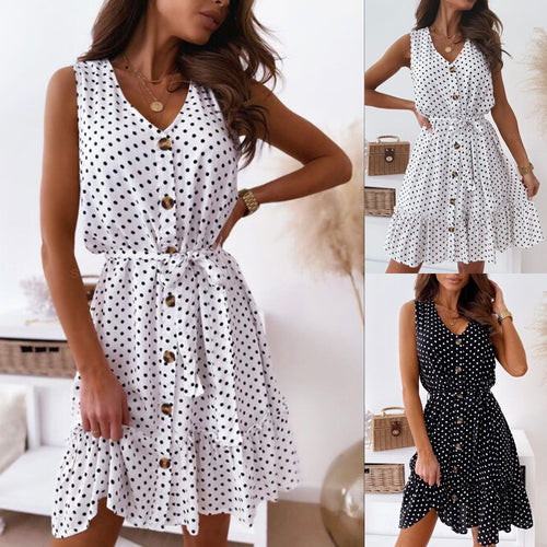 Robe d'été pour femmes, longueur genou, avec fermeture à boutons et ceinture de taille Chic & Stil