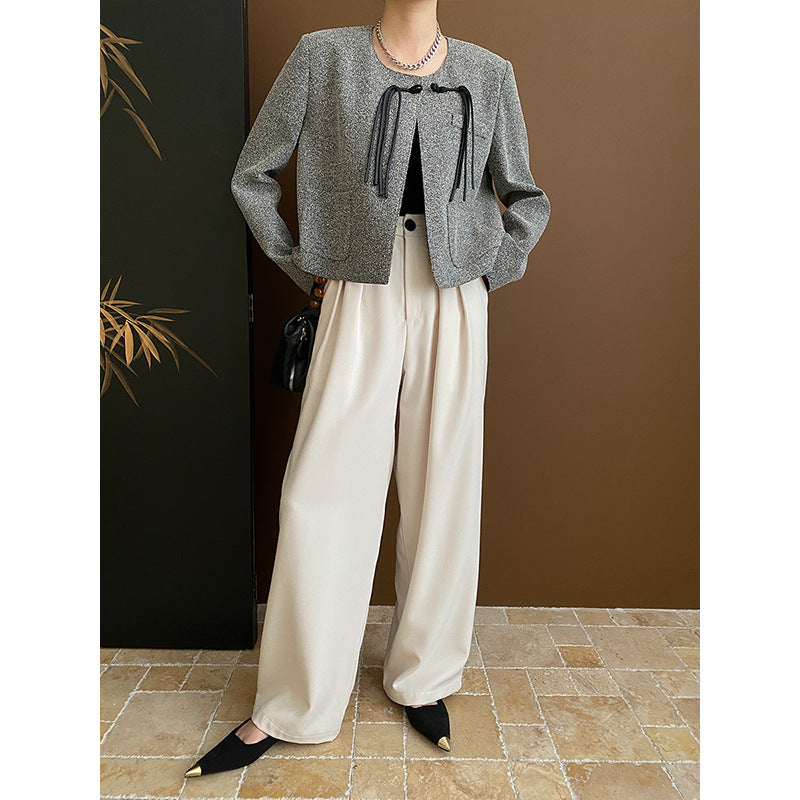 Ladies elegant short jacket with decorative cord drawstrings Chic & Stil