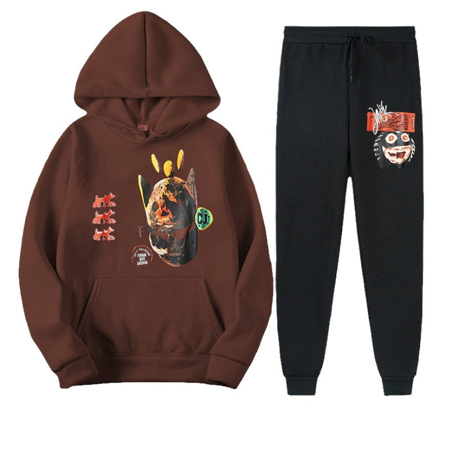 Urban hoodie and jogging set for women with artistic print Lune London