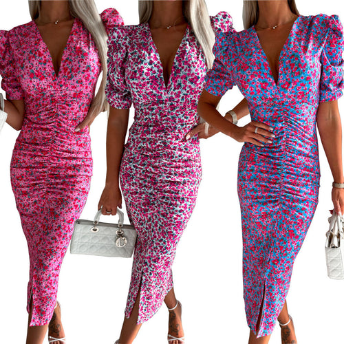 Elegant midi dress with gathers Amarae