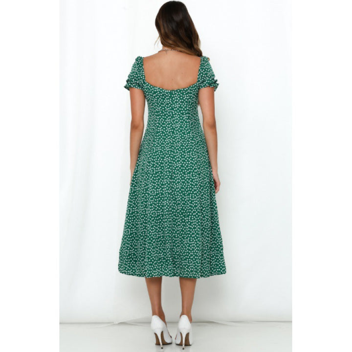 Elegant flared maxi dress for women with side slits Lune London