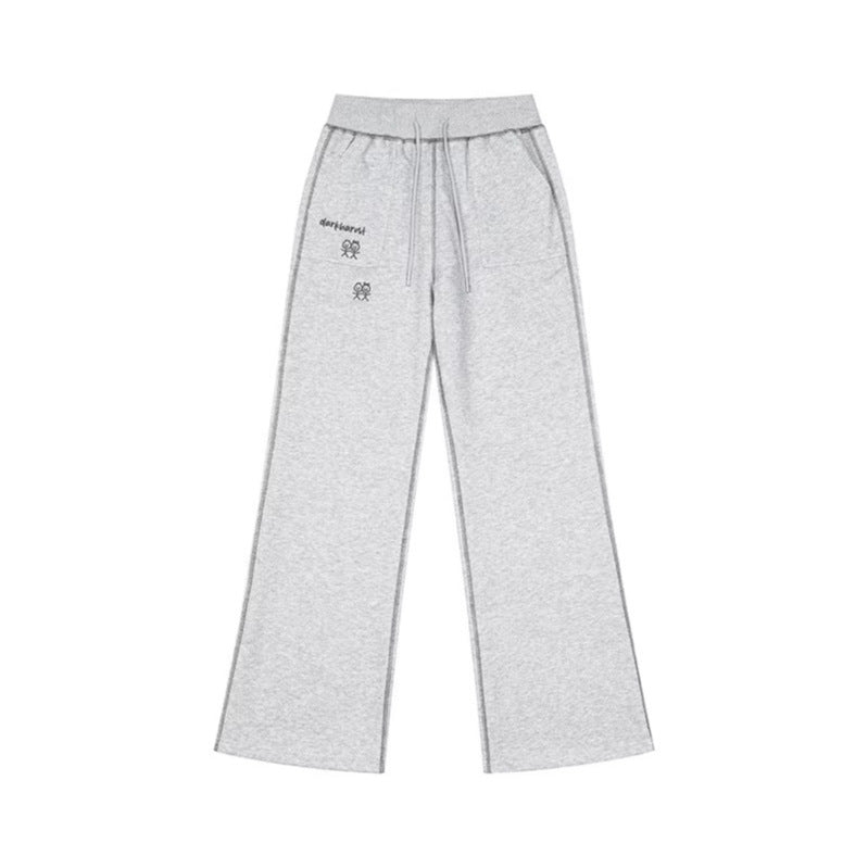 Women's Wide Lounge Pants with High Waist, Drawstring and Contrast Stitching Amarae