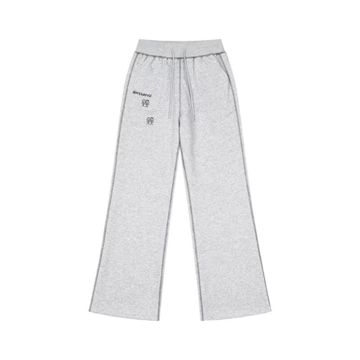 Women's Wide Lounge Pants with High Waist, Drawstring and Contrast Stitching Amarae