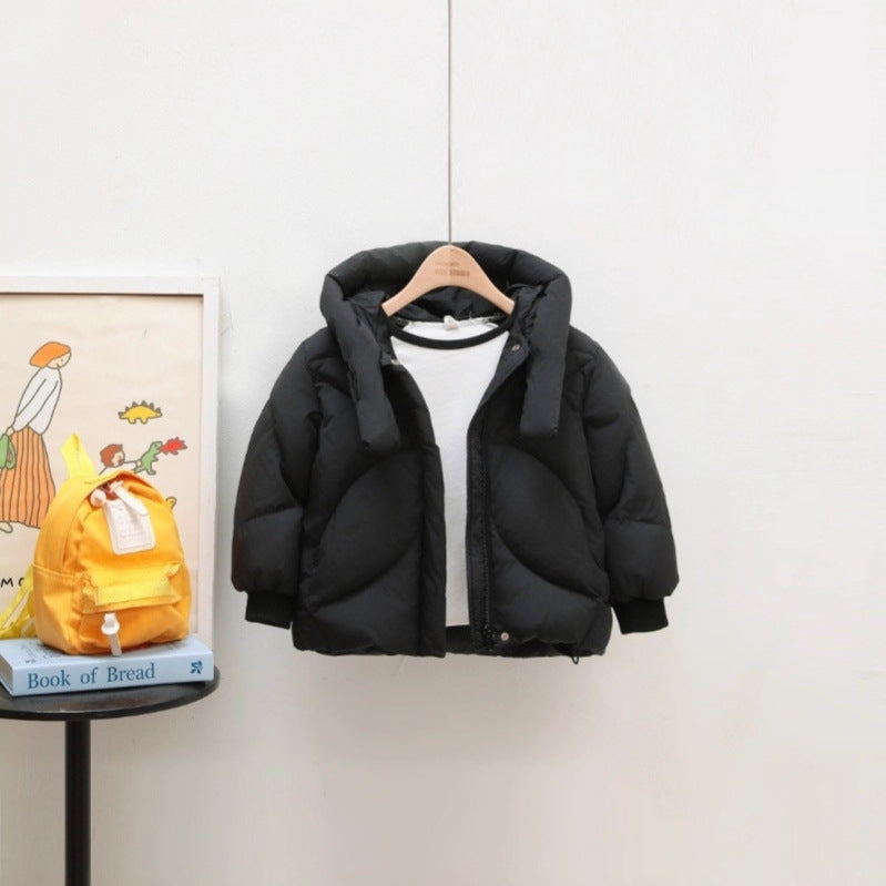 Unisex Short Cut Children's Padded Jacket with Hood and Quilted Insulation Amarae