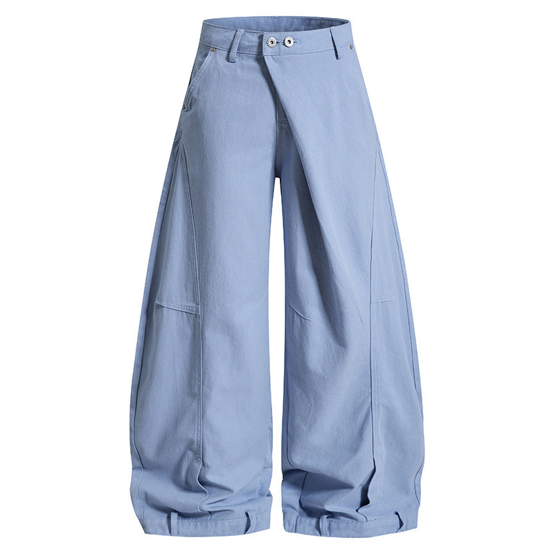 Women's Wide High-Waist Culotte Cargo Balloon Pants with Draping and Adjustable Hem Amarae