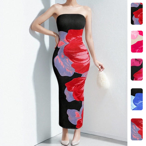 Robe longue ajustée pour femmes avec motif floral Chic & Stil