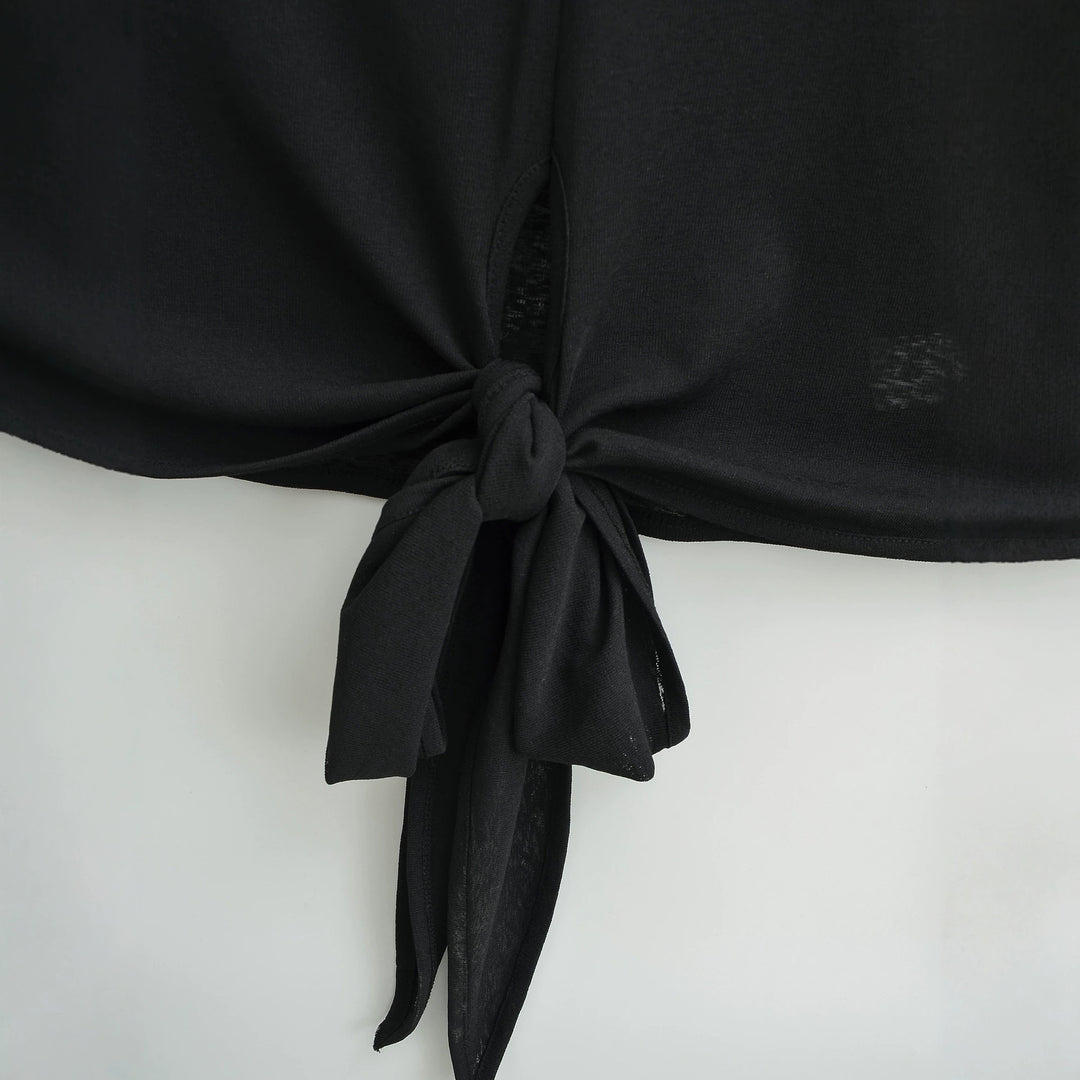 Women’s Long Sleeve Henley Top with Knot Front and Button Placket Amarae