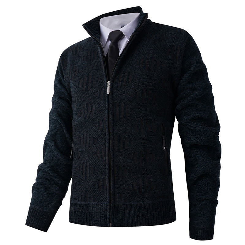 Men's knitted jacket with structured design and modern zipper Lune London