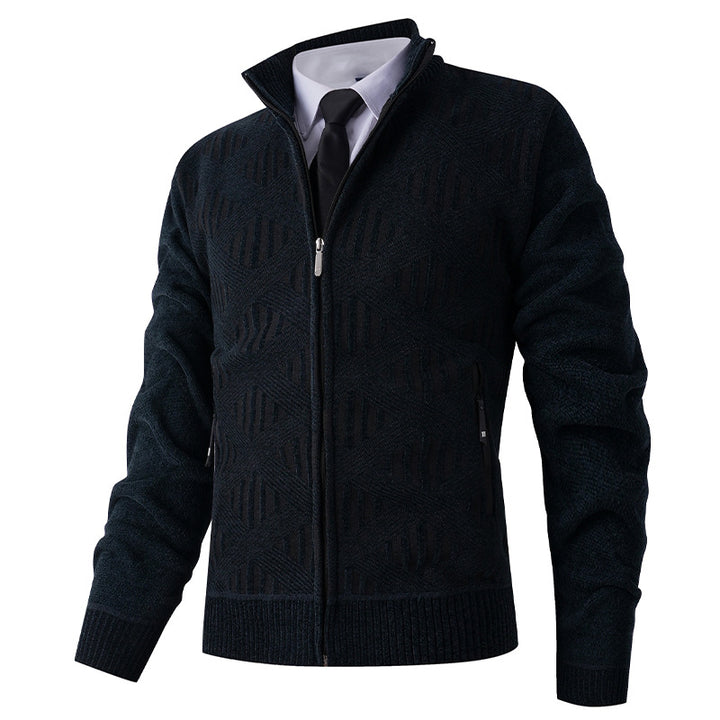 Men's knitted jacket with structured design and modern zipper Lune London
