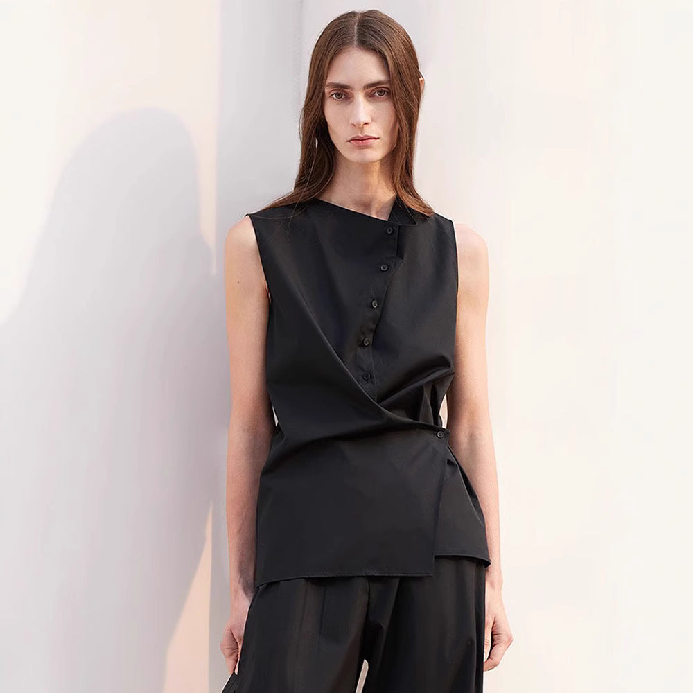 Chemisier sans manches élégant pour femme avec coupe asymétrique Chic & Stil