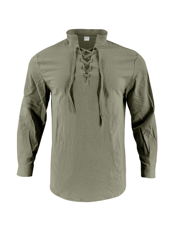 Long sleeve shirt for men with fashionable laces and high collar Lune London