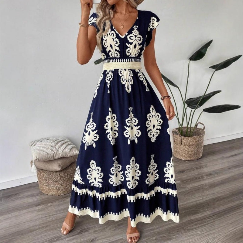 Lune London Embroidered V Neck Maxi Dress for Women