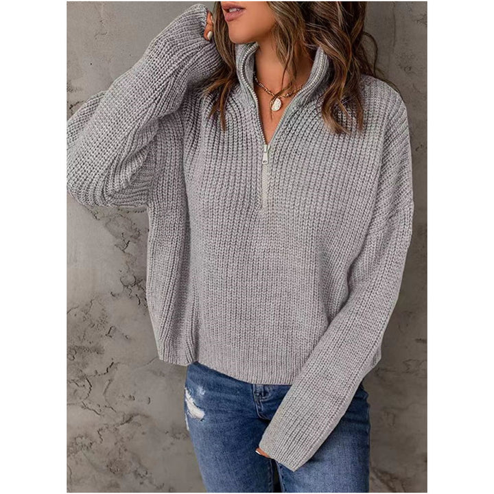 Knit sweater for women with short zipper Lune London
