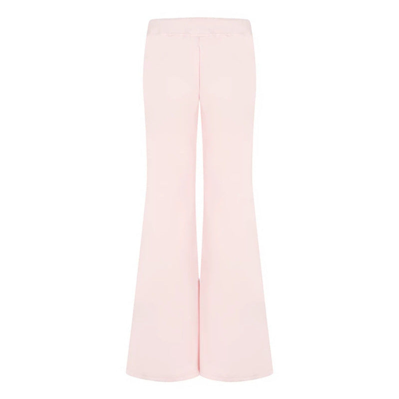 Women Flared Lounge Pants with High Comfort Waistband, Drawstring and Rhinestone Logo Amarae